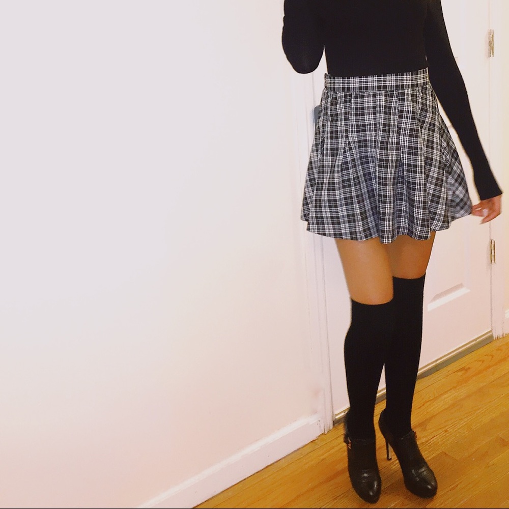 High Waist Plaid Miniskirt